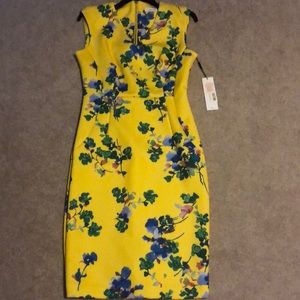 NWT Calvin Klein Yellow floral dress